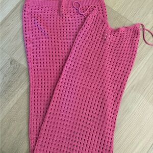 Superdown Fuchsia Crochet Knit Pants